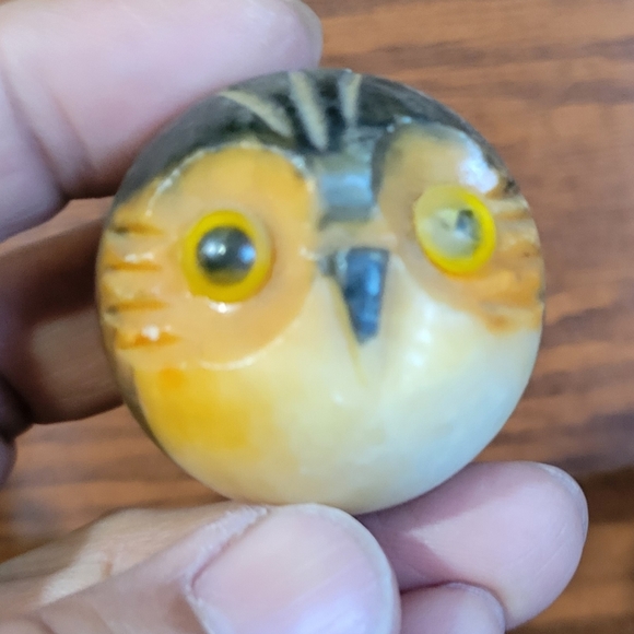 Vintage Italian Hand Carved Alabaster Baby Owl Figurine - Picture 2 of 6